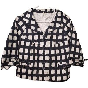 Lapis Blazer Womens Black White Small Lined Short‎ Fall Button Down